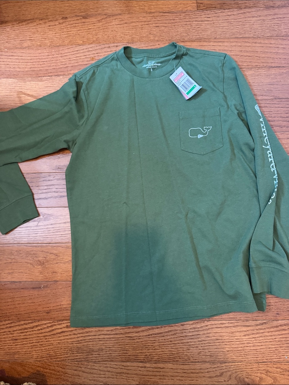 Vineyard Vines Olive Green Long-Sleeve Pocket Tee boys size Large NWT
